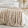 thumbnail image 3 of Faux Fur Throw Blanket for Couch – Linen Fluffy Cozy Rabbit Fleece, Plush Soft Bubble Blanket for Sofa & Bed, for Mom, Warm Fuzzy Home Room Decor Throw 50" x 60", 3 of 8