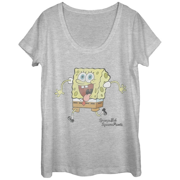 Women's SpongeBob SquarePants Running Free  Scoop Neck Athletic Heather Medium