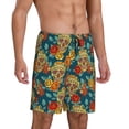 thumbnail image 2 of Sikiie Skull And Flowers Mens Pajama Shorts, Lightweight Lounge Pant with Pockets Soft Sleep Pj Shorts for Men3X-Large, 2 of 6