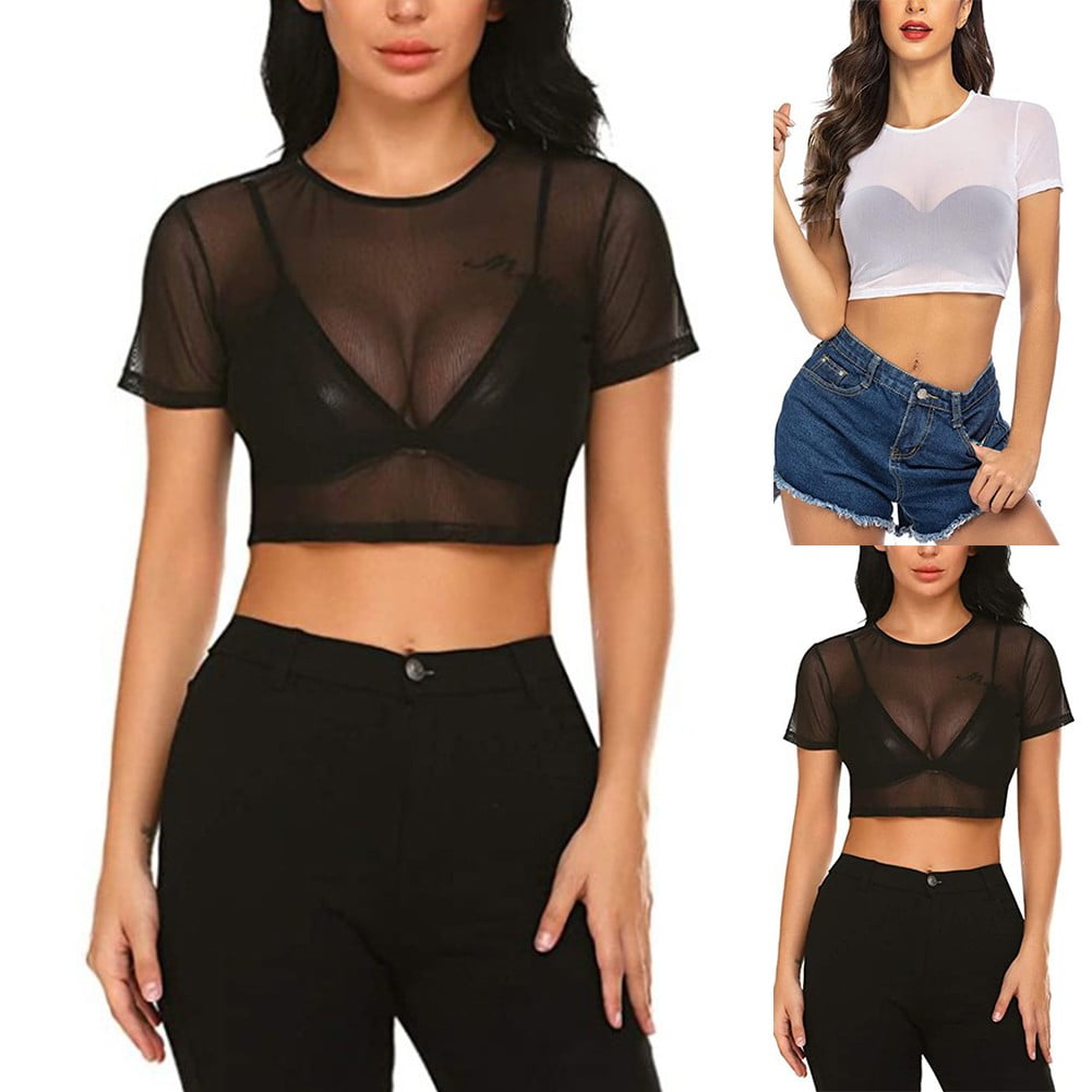 mesh sheer crop top