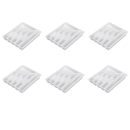 Sterilite 6 Compartment Cutlery Tray, Plastic Utensil and Drawer Organizer, 6 Count