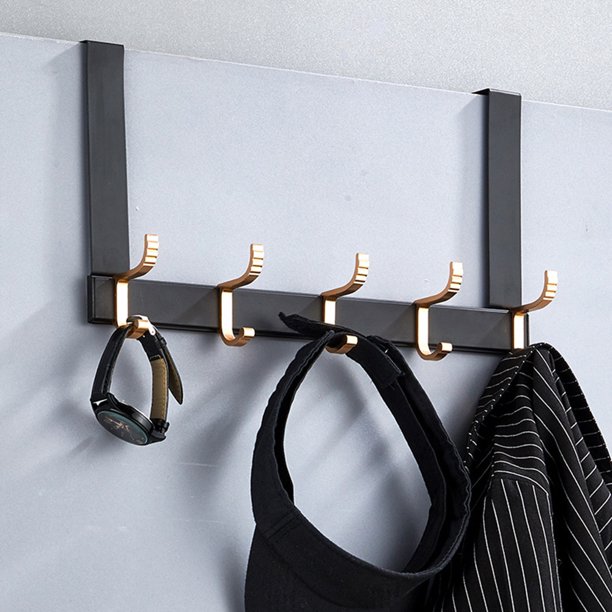 Colgador de puerta de aluminio espacial, colgador de gancho de puerta móvil para toalla, ropa, bolsa, bata, sombrero Hugtrwg Para estrenar