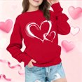 thumbnail image 6 of yoeyez Oversized Crewneck Sweatshirts for Girls Baby Girl Valentines Outfit Heart Printed Long Sleeve Shirts Spring Valentines Clothes Red,4 Years, 6 of 7
