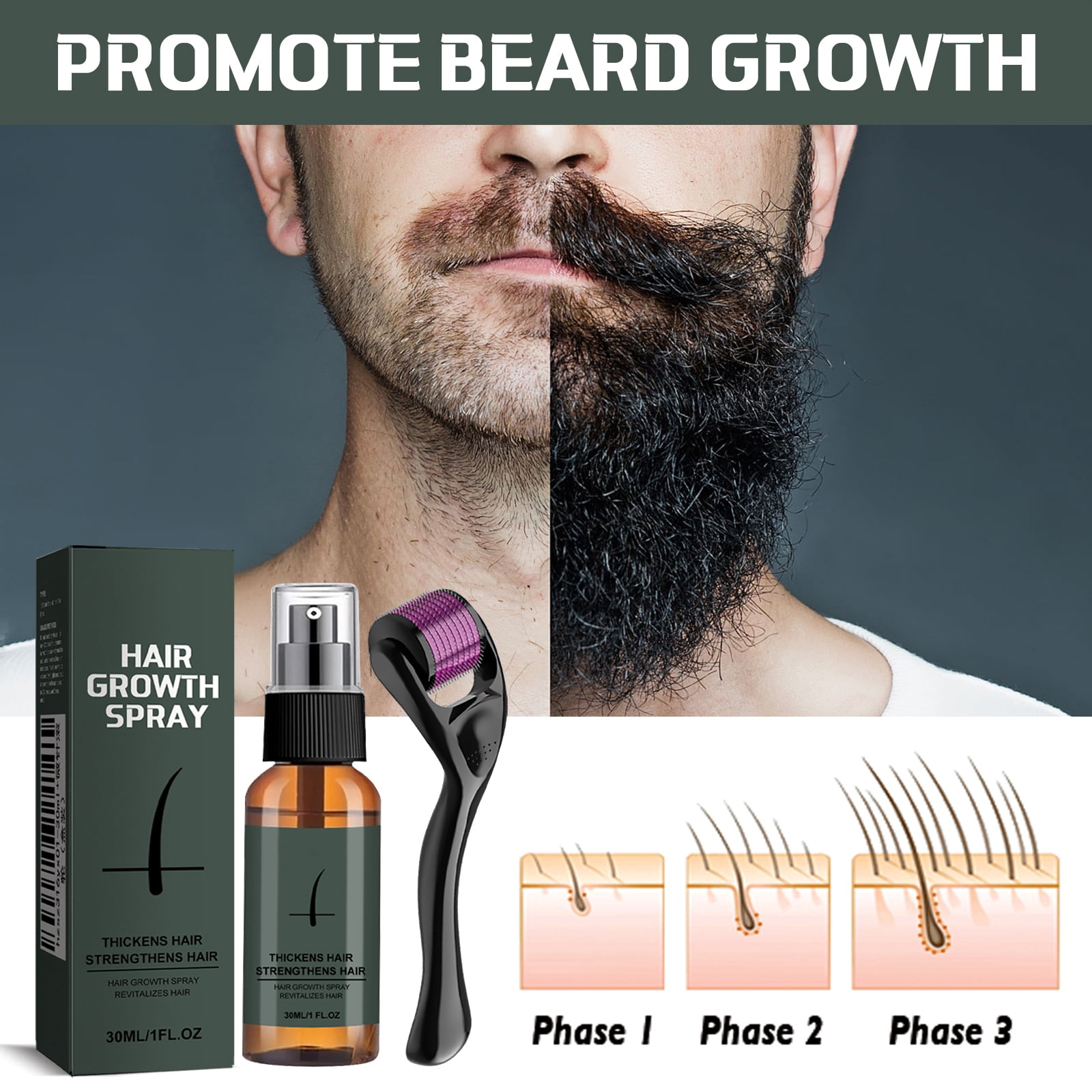 Alvantor Beard Growth Kit, Beard Oil Beard Care for Men, 1fl.oz