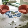 thumbnail image 4 of Abstract White Feathers Elastic Fitted Round Table Cover Blue Modern Art Waterproof Outdoor Tablecloth for Holiday Party, Picnic, Patio & Dining Fits Tables Up to 55"-60", 4 of 8