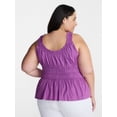 thumbnail image 3 of Terra & Sky Women’s Plus Sleeveless Smocked Peplum Tank Top, Sizes 0X-5X, 3 of 5