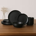 thumbnail image 2 of 12-Piece Stoneware Dinner Plates Bowls Sets | Microwave & Dishwasher Safe | Non-Toxic Dinner Plates Bowls Set | Stackable Matte Glaze Kitchenware for 4, 2 of 10