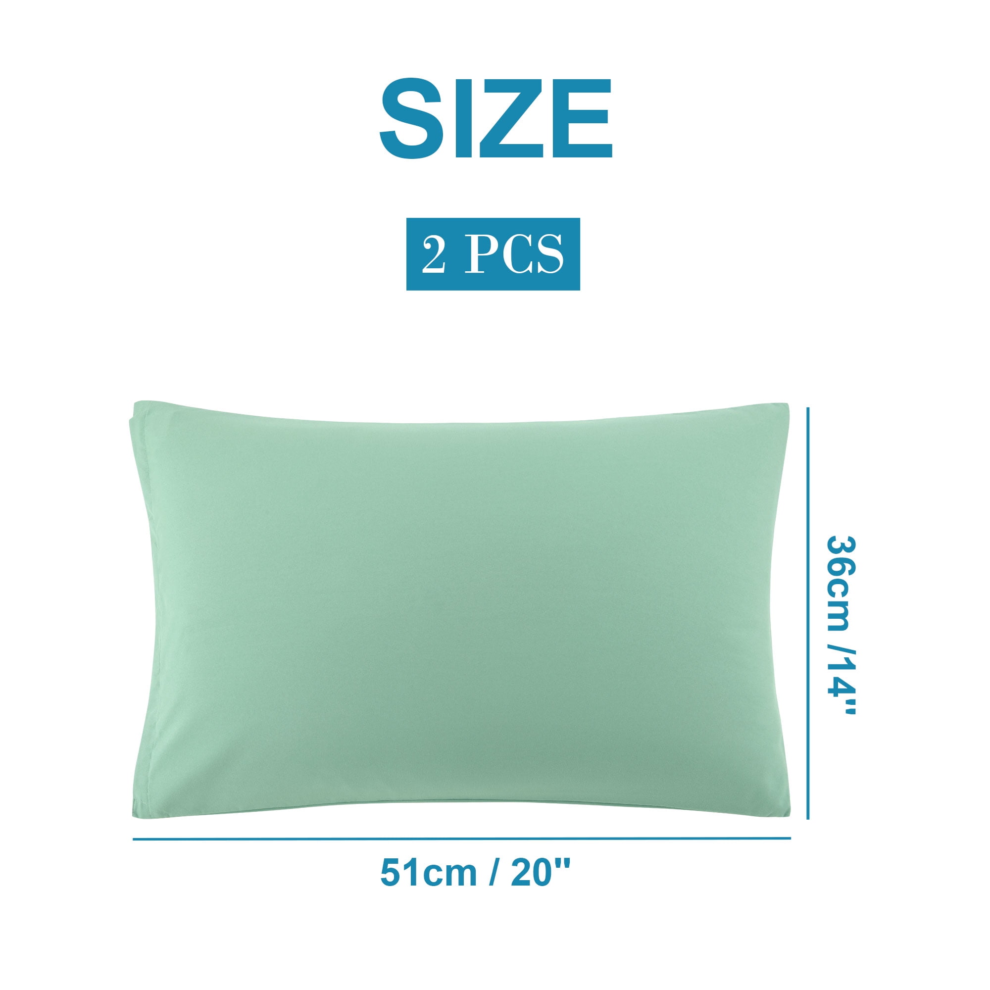 Unique Bargains 2-Piece Soft Microfiber Pillowcases, Queen, Spa Blue