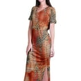 thumbnail image 5 of Moomaya Long Bodycon Maxi Dress For Womens Short&nbsp;Sleeve V neck Printed Jersey T-shirt Dress, 5 of 6