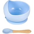 thumbnail image 3 of Juego de tazón y cuchara para alimentación de bebé, tazón de silicona con ventosa y cuchara de madera, base de succión de silicona antideslizante, kit de primera alimentación para bebé, 3 of 5
