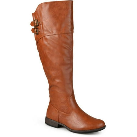 - Women's Extra Wide Calf Double-Buckle Knee-High Riding Boot