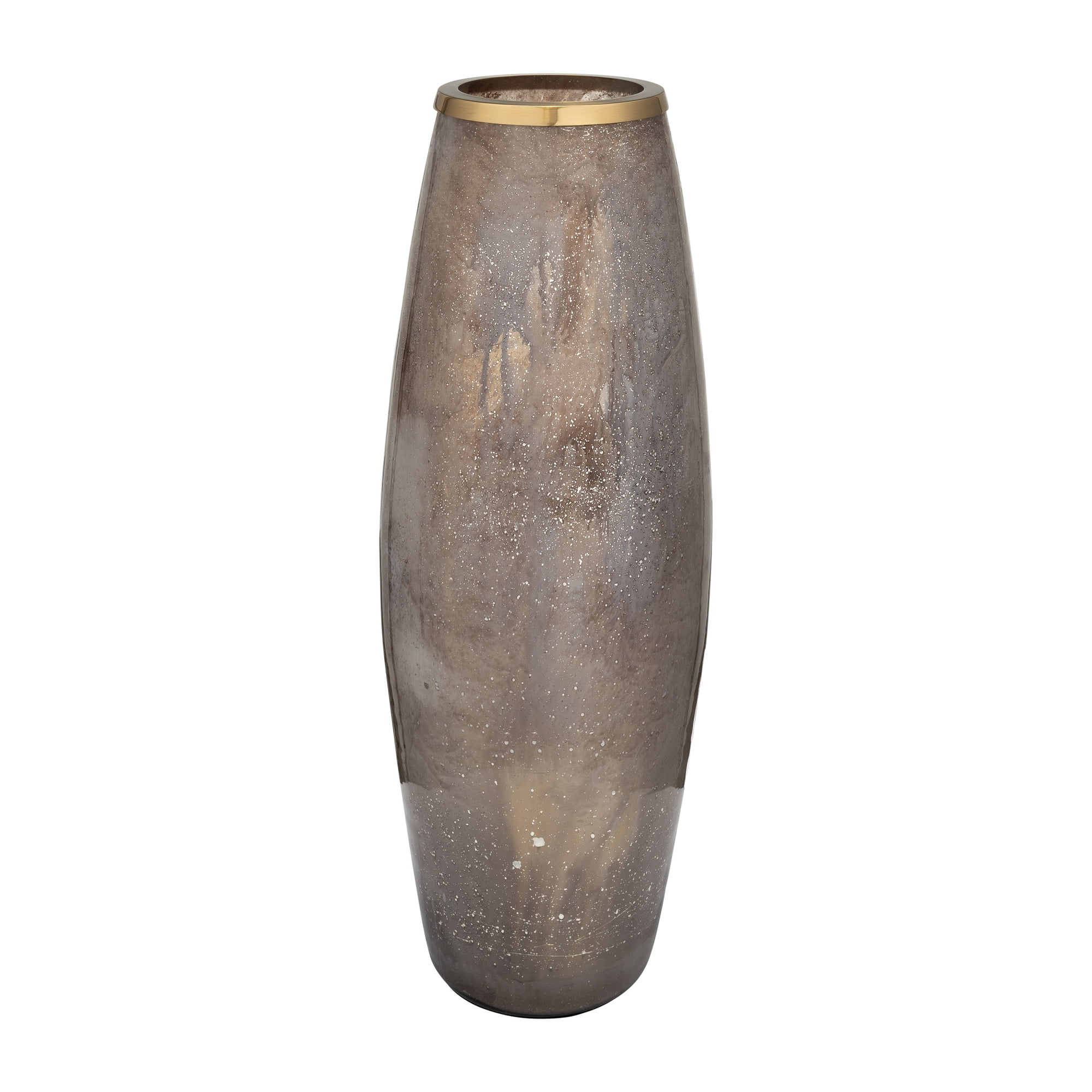 Sagebrook Home Elegant Metallic Glass Vase - Tall Glam Decorative Centerpiece with Aluminum Accent for Home, Office, Bedroom & Living Room - 24" Gold