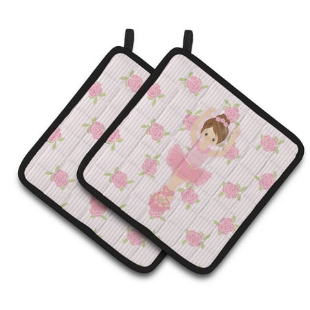 

Caroline s Treasures Ballerina Brunette Front Pose Pair of Pot Holders