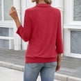 thumbnail image 3 of Lumtrix Womens Polo Shirts 3/4 Sleeve Collared Tops Business Casual Tops Collared V Neck Dressy Blouses Loose Fit Red M, 3 of 6