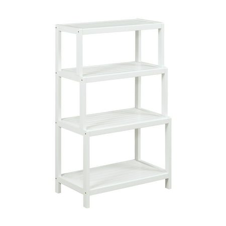 

Contemporary Home Living 37 White Contemporary 4-Tier Step Back Multipurpose Shelf