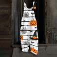 thumbnail image 5 of Halloween Jumpsuits for Women, One Piece Sleeveless Pumpkin Print Rompers Pants, Adjustable Strap Baggy Overalls, Wide Leg Jumpsuit Baggy Harem Pants, Summer Fall Outfits, White L, 5 of 7