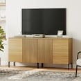 thumbnail image 3 of 63" Modern Reeded TV Stand with Doors, Entertainment Center with Shelf, Wooden TV Console with Storage for Living Room, 3 of 7