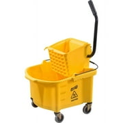 Genuine Joe GJO60466 Splash Guard Mop Bucket and Wringer, 6.5 Gallon Capacity, Yellow, Plastic,