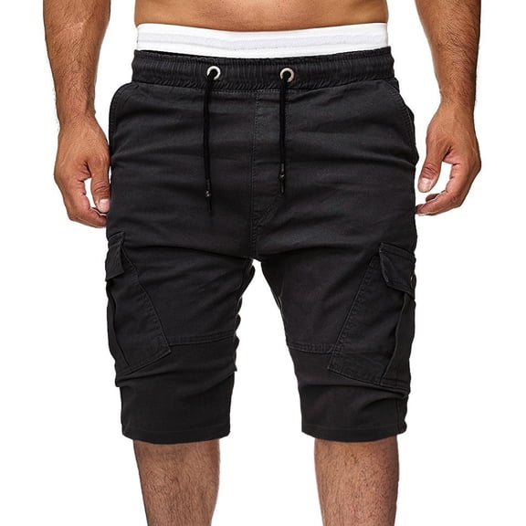 Cargo Shorts for Men ,Men's Sports Shorts Loose Work Shorts Casual Hiking Jogging Shorts Elastic Dstring Waist Solid Short Trousers Cycling Half Pants with Multi Pocket