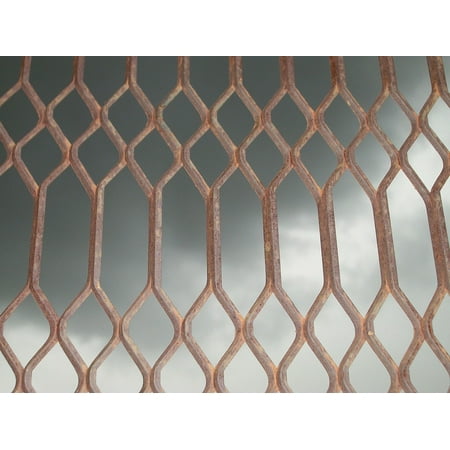 Wrought Iron Mesh - Canvas Print Fence Iron Mesh Metal Welded Wrought Grill Oxide Stretched Canvas 10 x 14