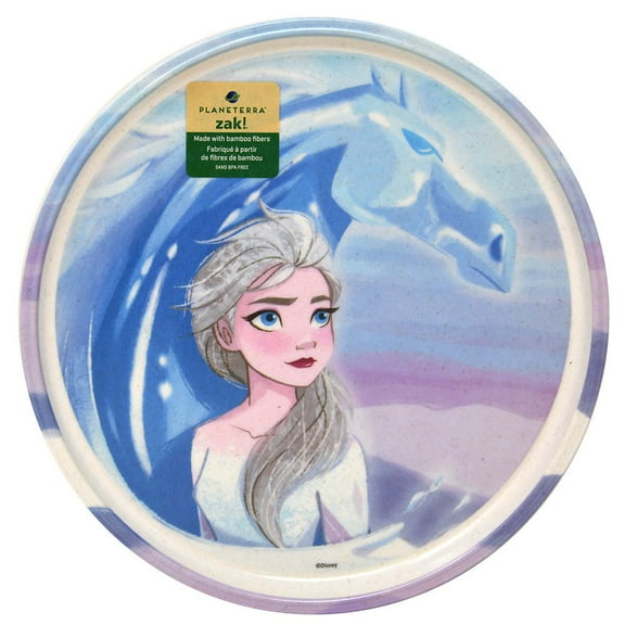 2 Piece Disney Frozen2 8in Melamine Bamboo Plate W/ Rim, 2 Count