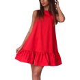 thumbnail image 2 of Prolriy Robes Printemps Été pour Femmes 2025 Été Col Rond Ample Manches Robes Pliantes Taille Ample Robe Mi-Longue Été Robes d'Été pour Femmes Robe Décontractée Mignonne Robes Femmes Rouge TTTG, 2 of 4