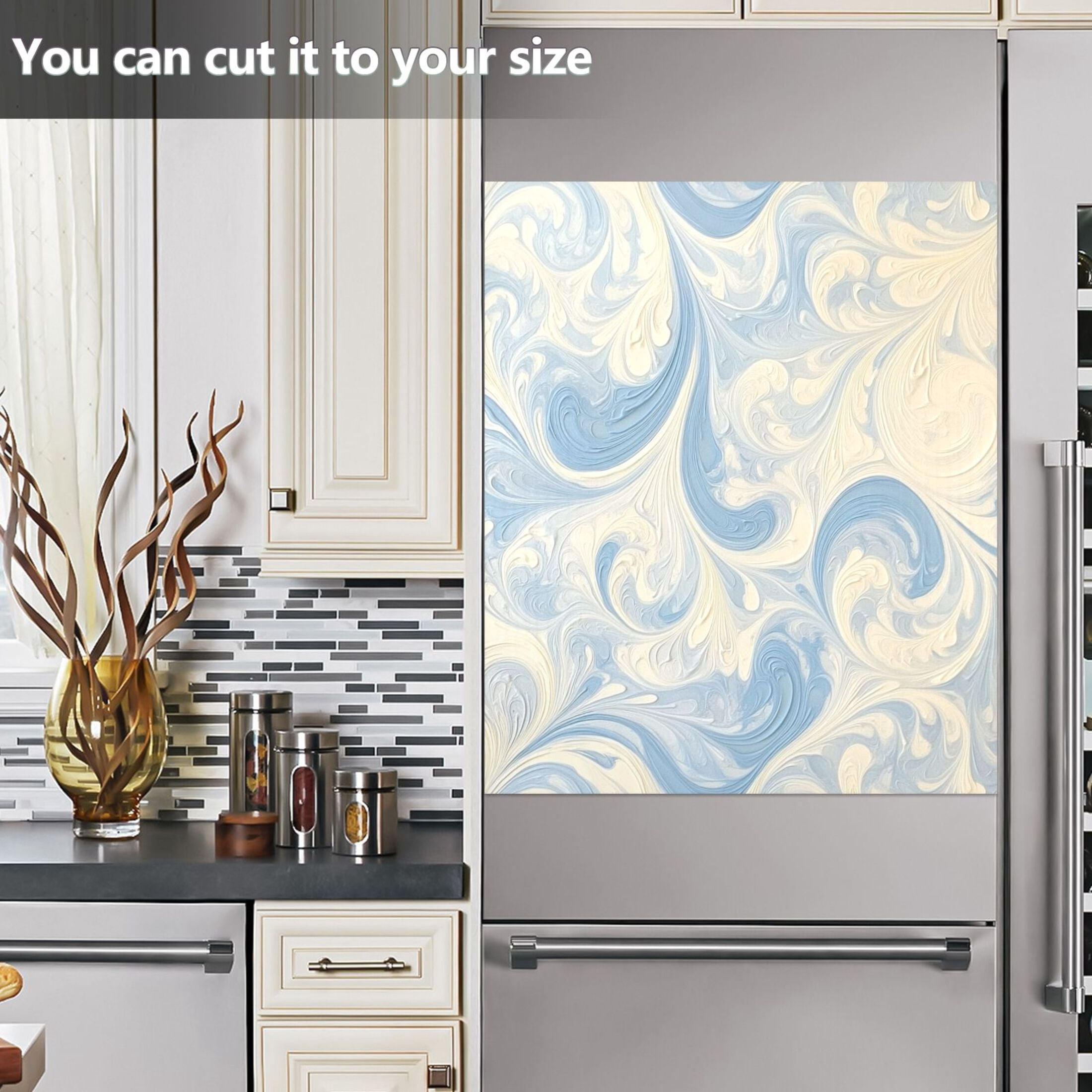 Dishwasher Magnetic Sticker 23x26 Inch Refrigerator Magnetic Sticker Washing Machine Magnetic Sticker Kitchen Panel Magnetic Sticker Home Decor Blue and White Pattern
