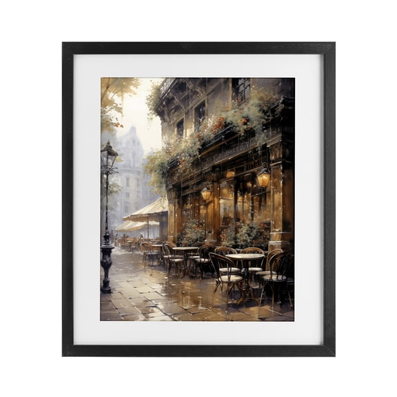 Stupell Industries Victorian Paris Street Cafe in Rain Black Framed Print Under Glass, 13 x 16, by Creative Studio