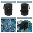 thumbnail image 3 of PhooArto Drawstring Cosmetic Bag, Barrel Shaped Portable Travel Makeup Bags, Sea Fish Coral Starfish Pattern Large Capacity Waterproof Multifunctional Bucket Toiletry Bag, 3 of 6