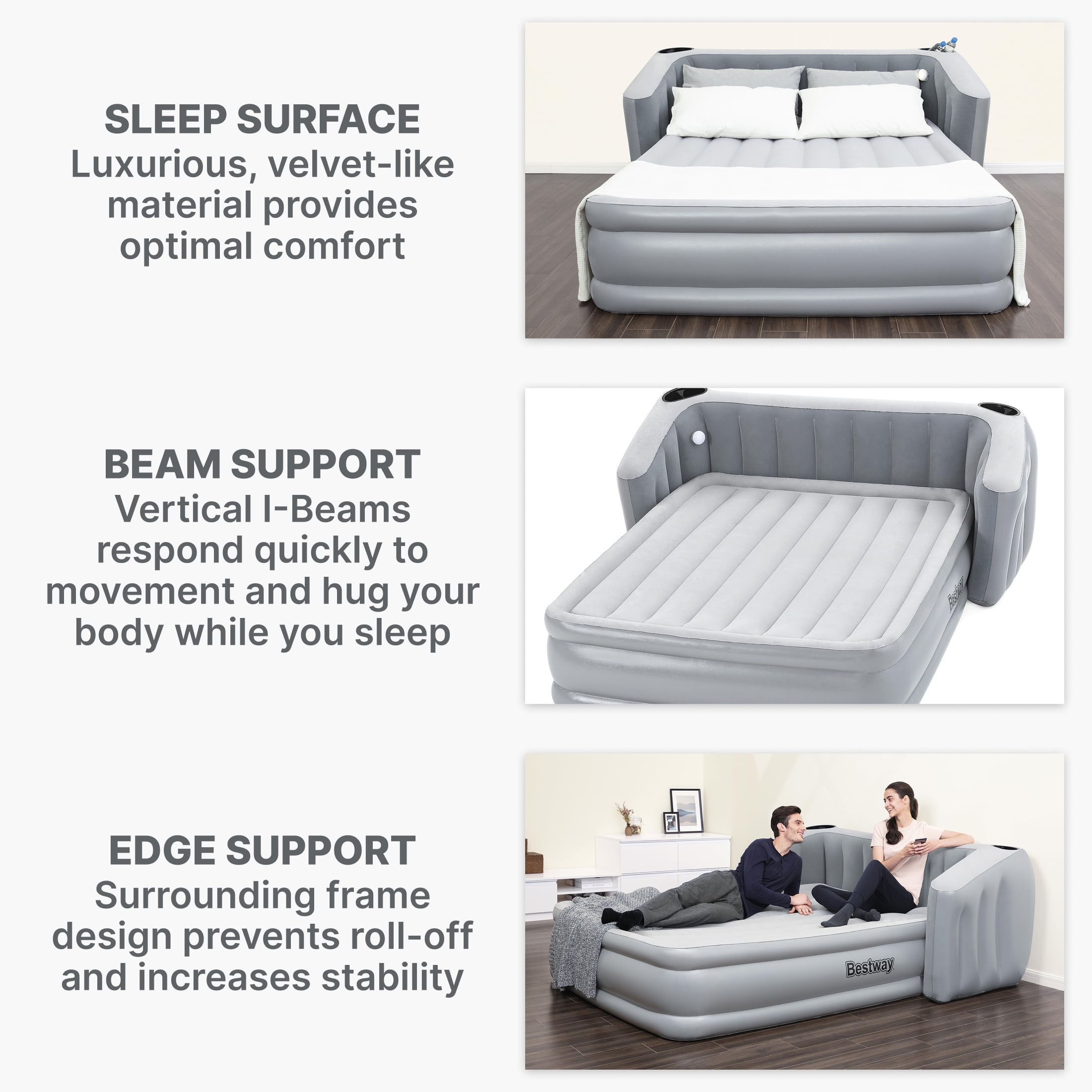 Bestway Wingback 17" Queen Air Mattress with Built-in Pump