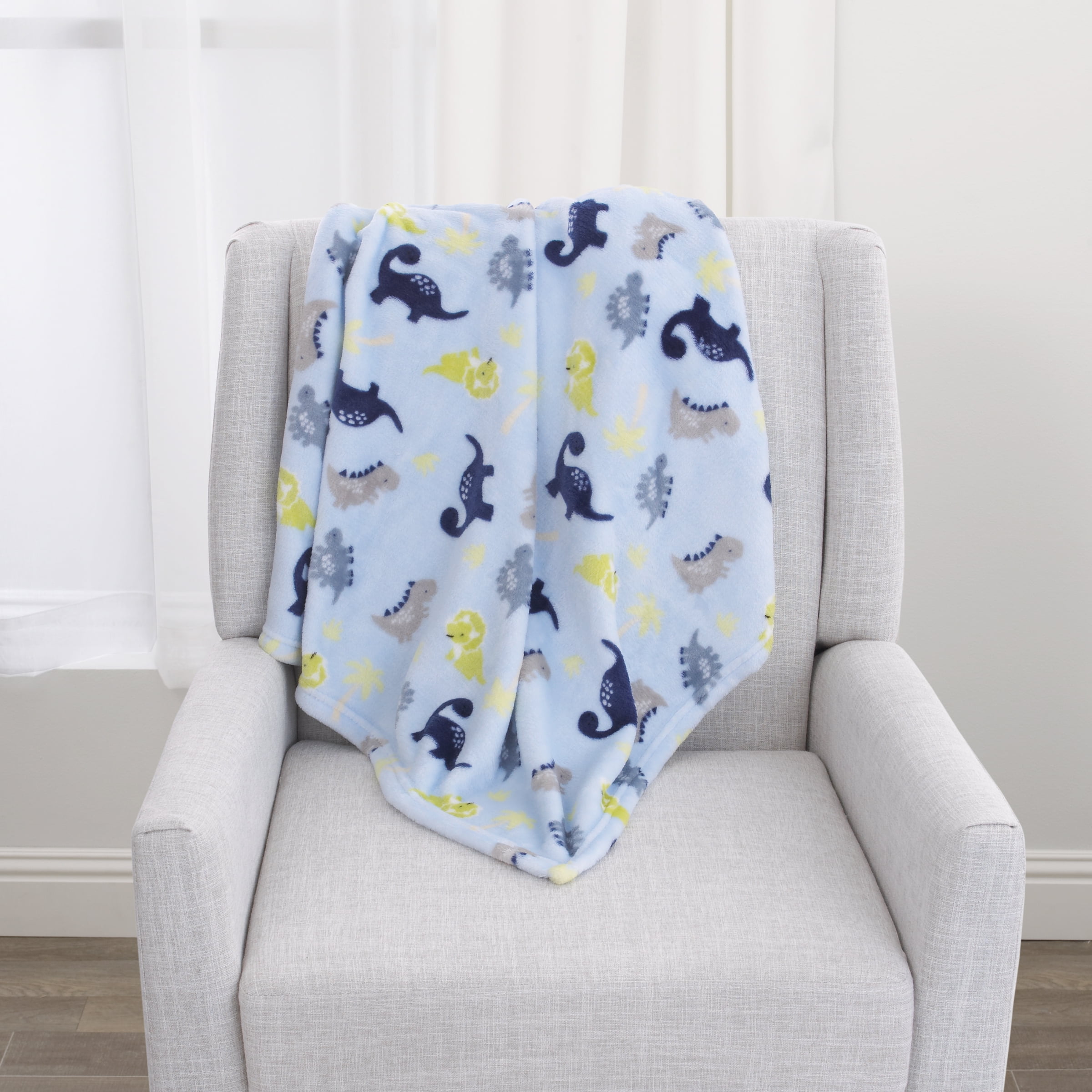 Parent’s Choice Plush Baby Blanket, Blue Dinosaur, 30 in x 36 in