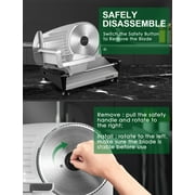Meat Slicer, 200W Electric Food Slicer for Home Use, Meat Slicer with Two 7.5 Sharp Stainless Steel Blade(Serrated + Smooth) & 0-15mm Precise Thickness Cut Deli Food, Silver