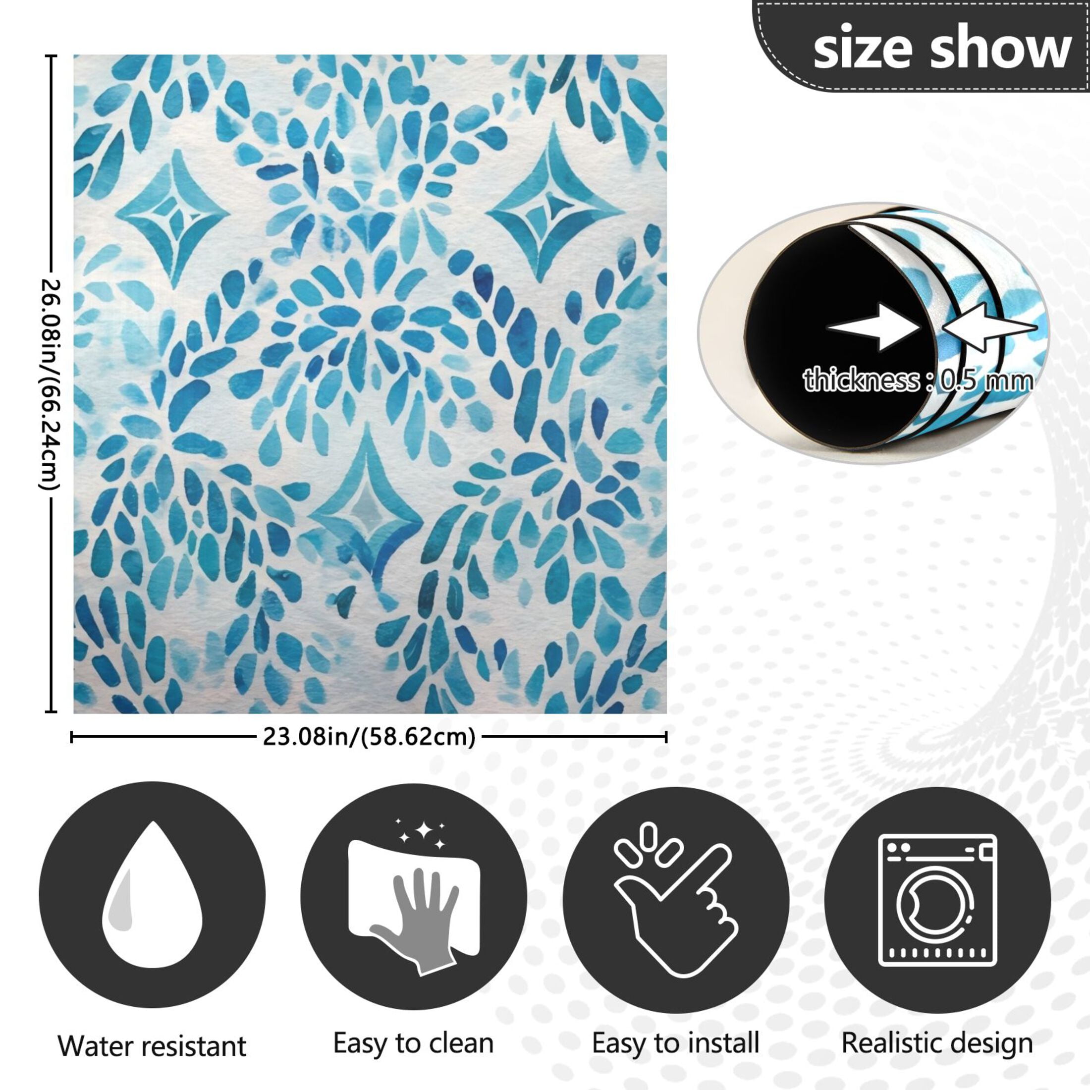 Dishwasher Magnetic Sticker 23x26 Inch Refrigerator Magnetic Sticker Washing Machine Magnetic Sticker Kitchen Panel Magnetic Sticker Home Decor Watercolor Blue Pattern