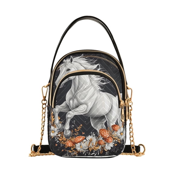ALAZA Chain Crossbody Bags for Women Unicorn on Mushroom Shoulder Handbag Phone Purse