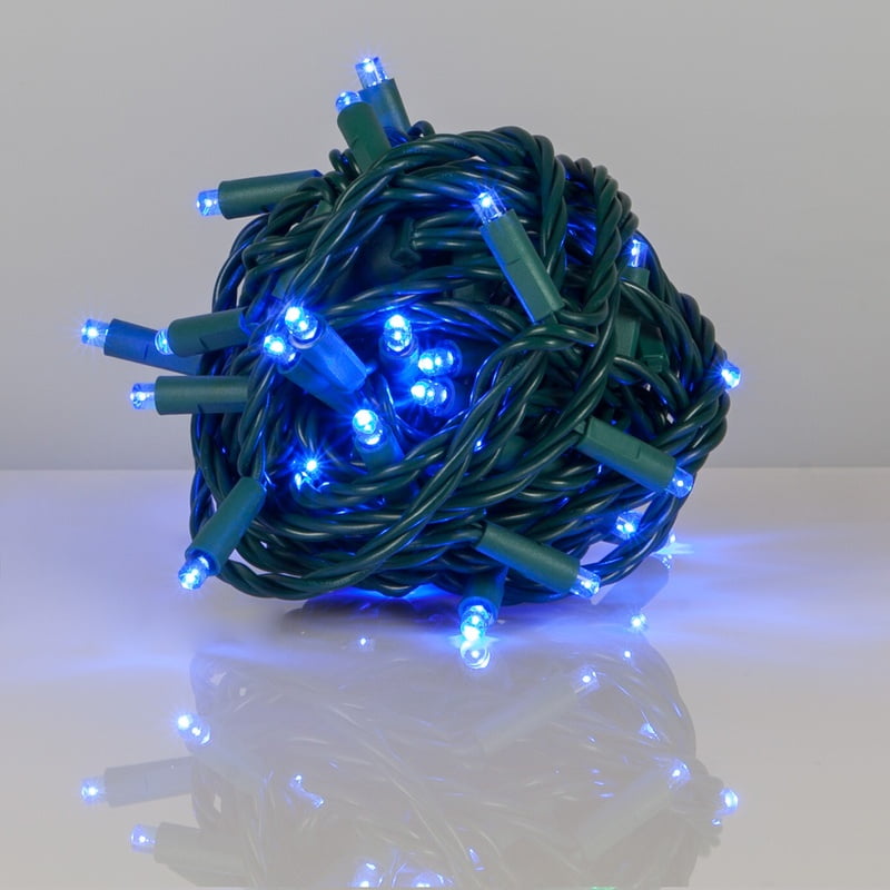Kringle Traditions 5mm LED Blue Christmas Lights, Mini LED String Lights; 50 Lights, Green Wire