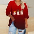 thumbnail image 2 of CLOISE 3/4 Sleeve Tops Women Casual Plus Size Halloween Shirts Loose Graphic V Neck Pullover Trendy Fall Tunic Clothes Red 3XL, 2 of 3