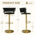 thumbnail image 3 of Hawsaiy Modern Velvet Bar Stools Set of 2, Adjustable Height Woven Back Bar Chairs with Footrest and Swivel for Kitchen Island & Dining Room, Black, 3 of 7