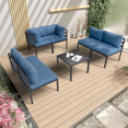 thumbnail image 2 of SOLAURA Metal Outdoor Furniture Set 7 Pieces Sectional Sofa Patio Conversation Set - Navy Blue, 2 of 7