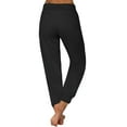 thumbnail image 5 of Black Of Friday Deals Trousers For Womens Elasticated Bouquet Feet Pants Drawstring Slacks Solid Color Trousers Straight Leg Pants Pockets Slacks Slim Fit Sport Trousers High Waist Pants, 5 of 7