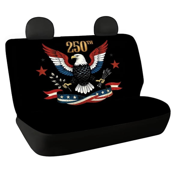 Uourmeti 250th Patriotic Eagle Print Car Seat Covers for Women, Set of 2 Pieces Rear Bench Seat Cover Non-Slip Prevent Pet Hair Back Seat Protectors