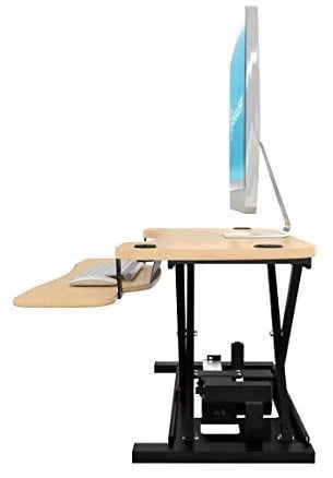 VersaDesk PowerPro Electric Standing Desk Converter with USB Port, Adjustable Wood & Steel Sit-Stand Workstation for Home & Office | Maple (48x24)