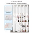 thumbnail image 2 of No Hook Shower Curtain with Snap in Liner,Vintage Musical Instrument Waterproof Bath Curtain Double Layers with See Through Top Window,Cartoon Guitar Bass Hotel Shower Curtains 36x72in, 2 of 9