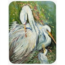 White Egret In The Rain Glass Cutting Board- Large