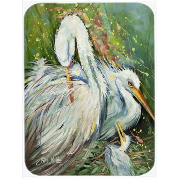 White Egret In The Rain Glass Cutting Board- Large