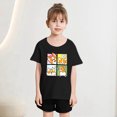 thumbnail image 2 of Chemises Filles Mode Personnalité Imprimé Col Rond Manches Courtes Tee Été Décontracté Ample Hauts Filles Noir 4 Ans-6 Ans, 2 of 5