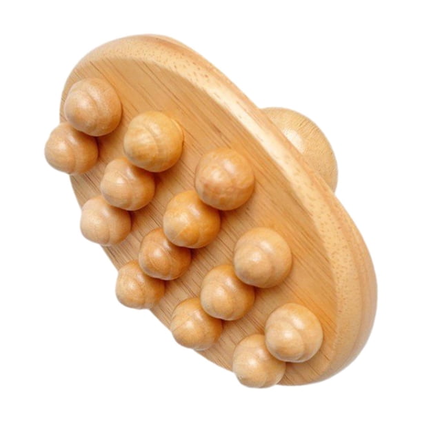 Cepillo masajeador corporal de madera con 14 bolas, relajación muscular, raspado Guasha, cepillo para cintura, SPA, cuello, hombros, cuerpo completo