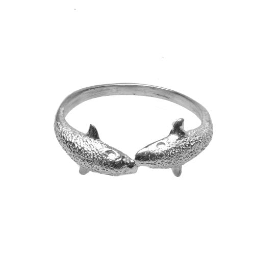 Sterling Silver Kissing Dolphins Ring