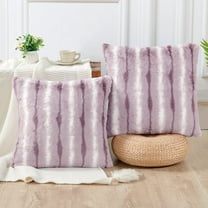 Home Soft Things Plush Striped Faux Fur Pillow Covers, Set of 2, 20"x20", Andulo