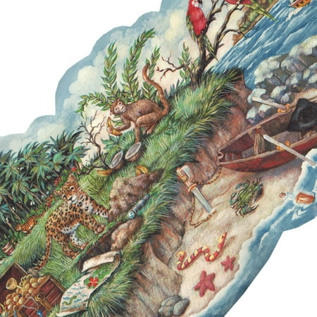 Beach Wall Border Blue Mountain Wallcoverings 12440721 Pirate Beach Jungle Prepasted Wall Border Roll ()