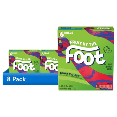 (8 pack) Fruit by the Foot Fruit Flavored Snacks, Berry Tie-Dye, 4.5 oz, 6 Count